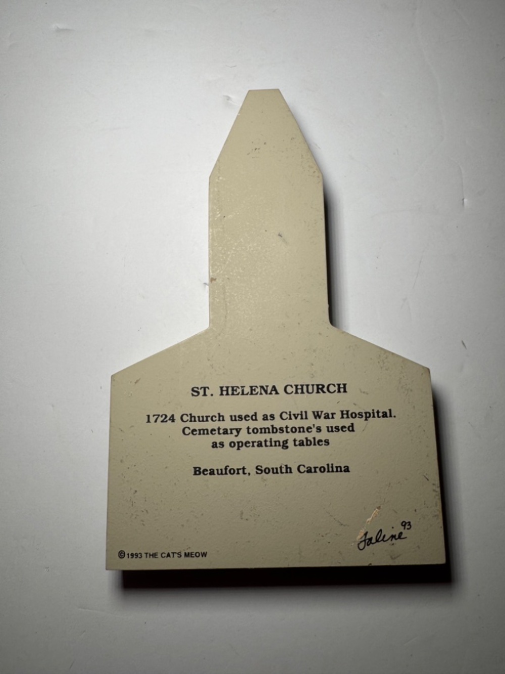 Cat’s Meow St. Helena Church Beaufort SC 1993 Wooden Shelf Sitter Vintage - Picture 3 of 3